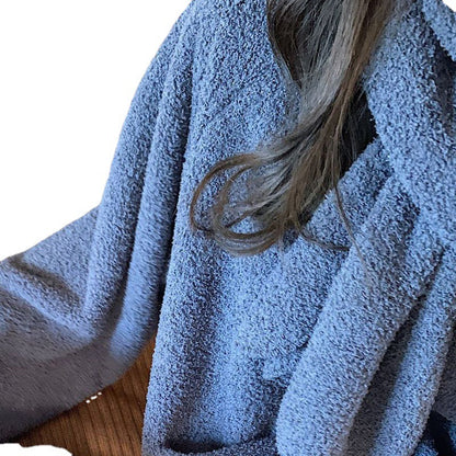 Ladies Thickened Fleece Warm Homewear Pajamas Set