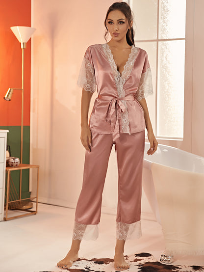 Silk Pajamas Suit For Home And Leisure