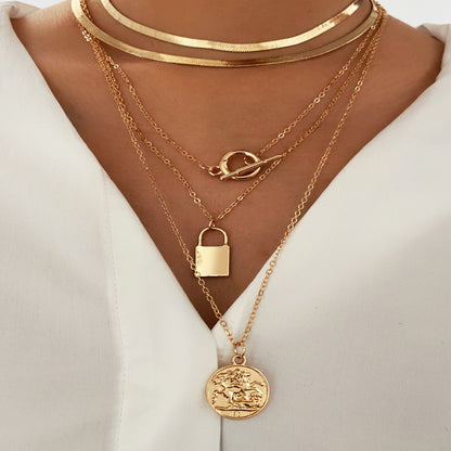 Irregular Metal Piece Chain Multi-layer Necklace