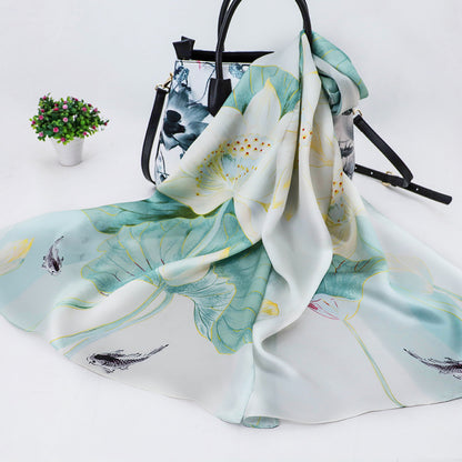Women's Silk Scarf Shawl Sunscreen Scarf