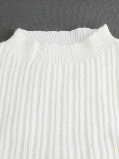 Knitted Sweater Round Neck Vest And Split Skirt Two-piece Set