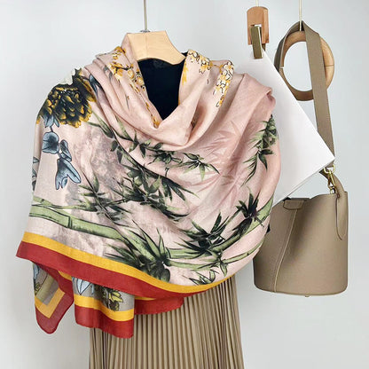 Cotton And Linen Scarf Thin And Silky Shawl Travel Sun-proof Beach Towel For Women