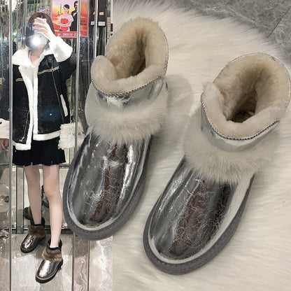 Flat-Bottomed Fashion Plus Velvet Warm Student Cotton Shoes