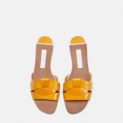 Leather cross strap sandals