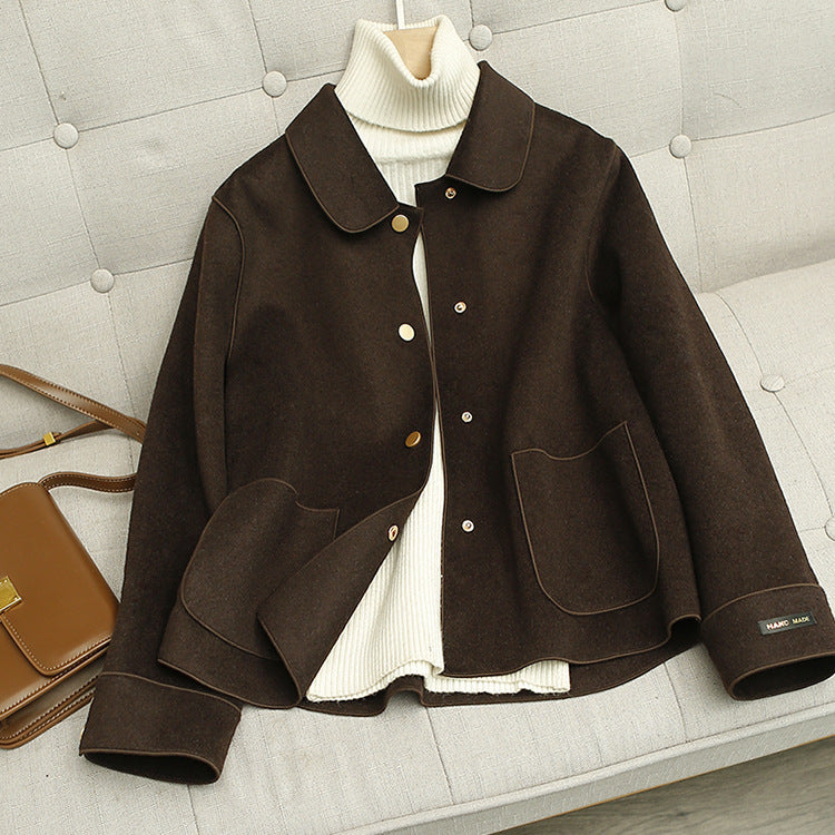 Double Sided Woolen Coat Women Short Short