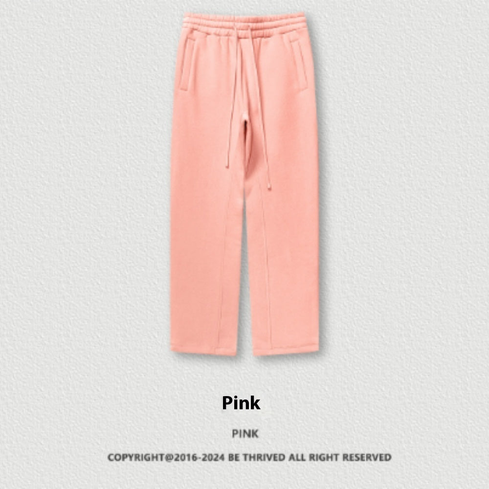 Autumn And Winter Youth Solid Color Loose Sports Pants With Thick Velvet