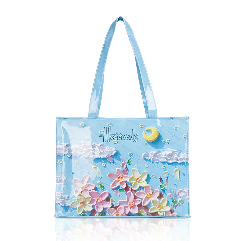 Simple Printed PVC Tote Bag Waterproof Large Capacity