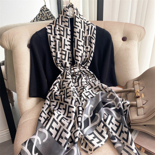 New Silk Satin Thin Shawl Tide Brand Beach Towel