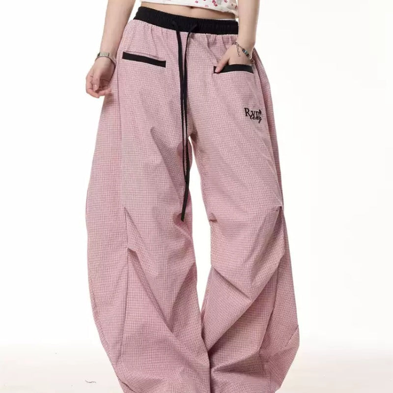 Retro Contrast Color Striped Matchet Pants Women's Summer Loose Drooping