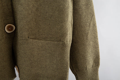 V-neck Cardigan Sweater Wide-leg Pants Suit