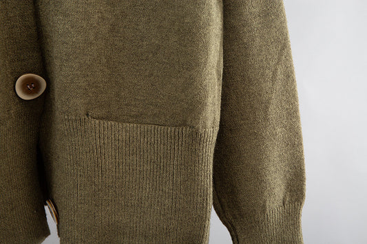 V-neck Cardigan Sweater Wide-leg Pants Suit