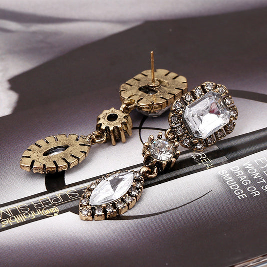 Luxury Alloy Inlaid Gemstone Earrings Women