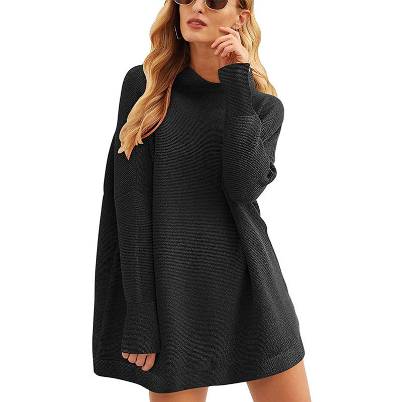 Tops Pullovers High Neck Loose Knit Sweater Women