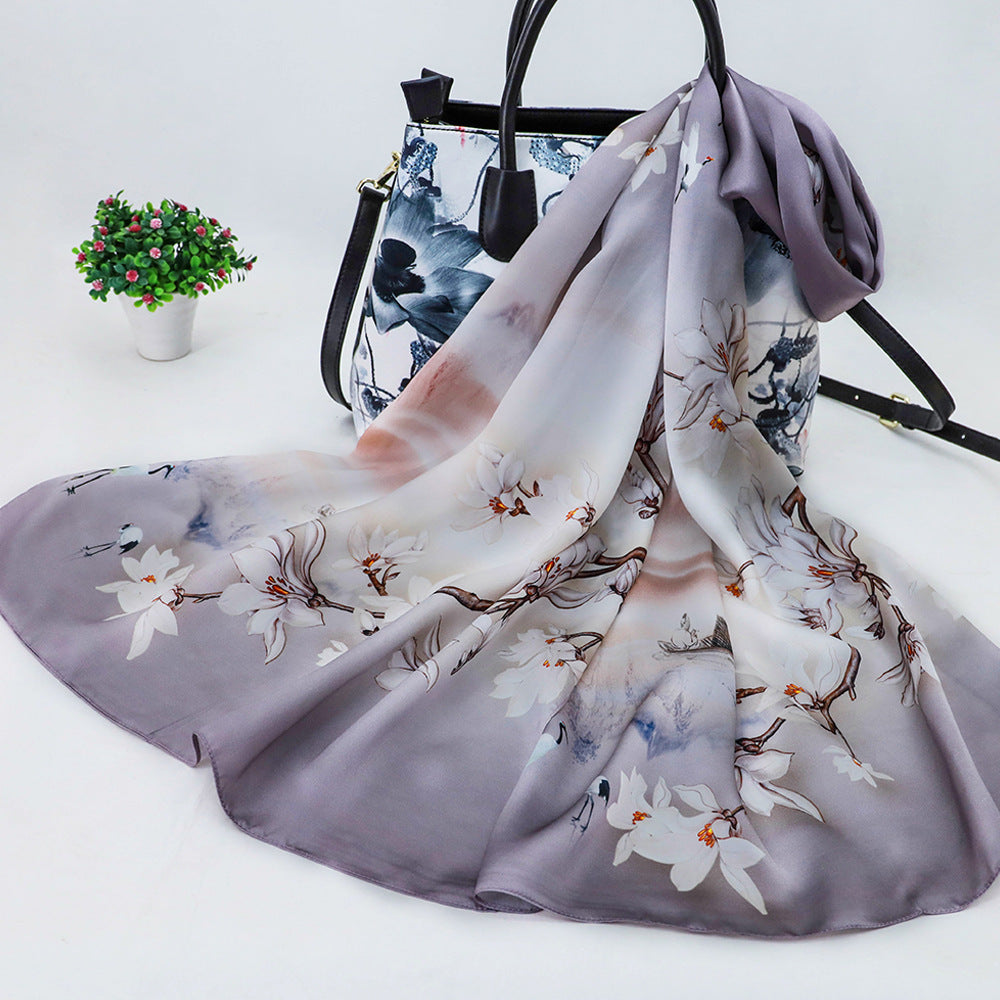 Women's Silk Scarf Shawl Sunscreen Scarf