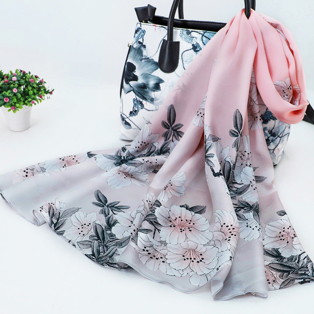 Women's Silk Scarf Shawl Sunscreen Scarf