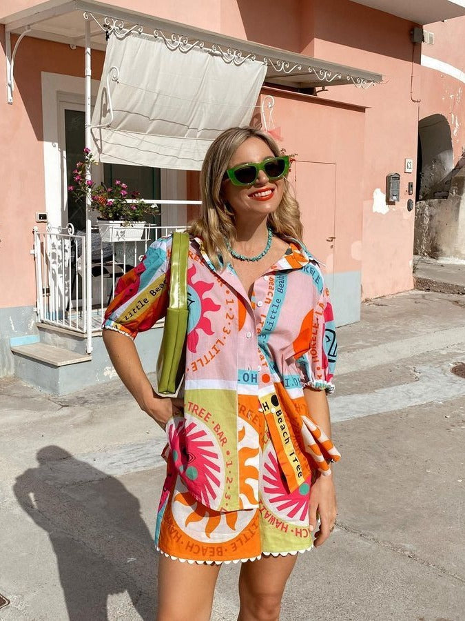 Casual Fashion All-matching Lace Collar Cardigan Shirt Suit Women