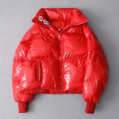 Women's Short Glossy Padded Down Jacket