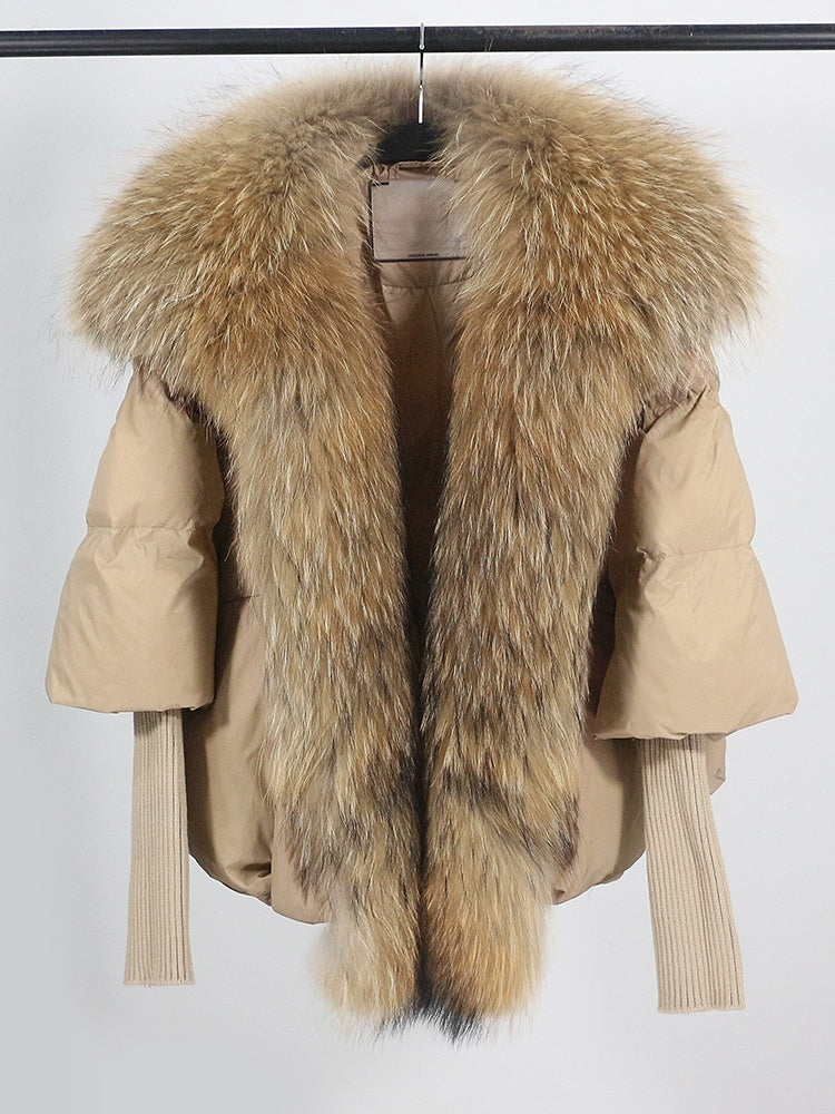 Luxury Fox Fur Grass Goose Down Jacket Lady