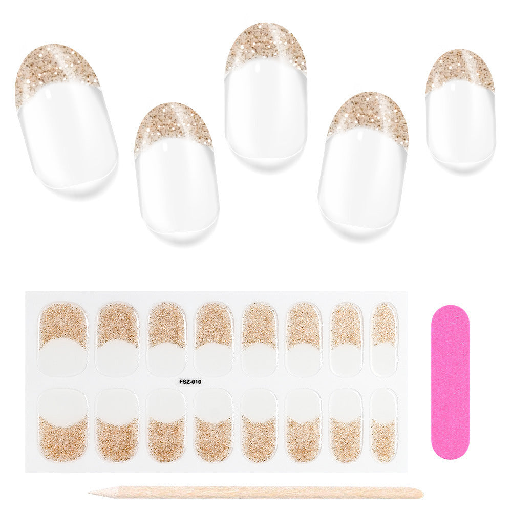 French Glitter Uv Gel Nail Stickers Waterproof And Durable