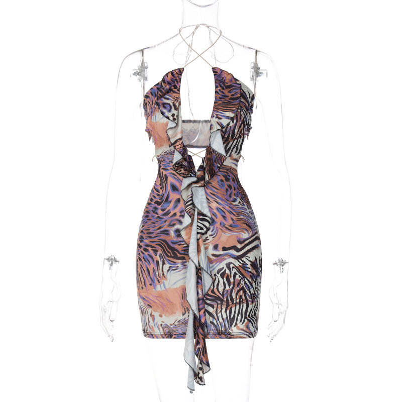 Summer New Low-cut Halter Strap Sheath Dress