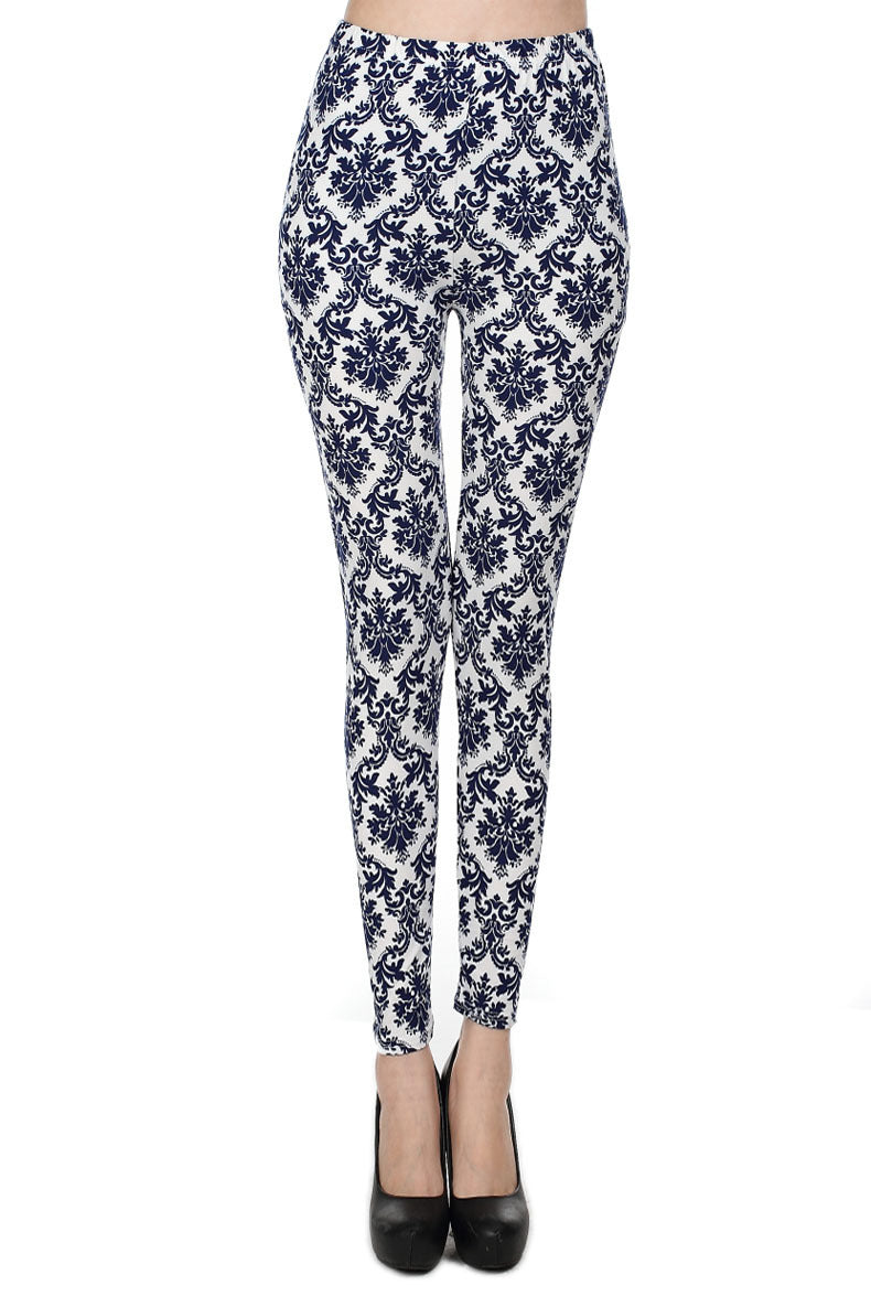 Women Color Brushed Rose Flower Print Leggings