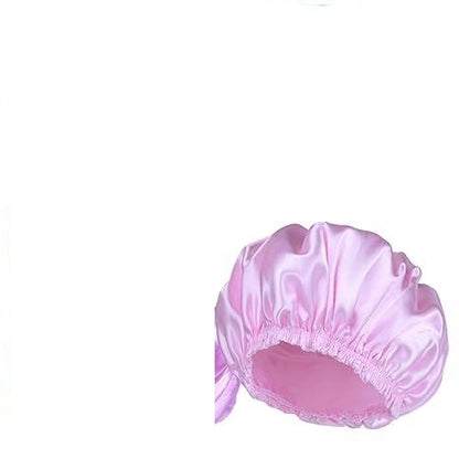 Double-layer Shower Cap Satin Long Hair Shower Cap Universal