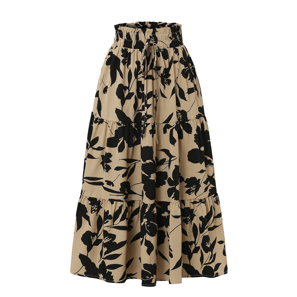 European And American Printed A- Line Skirt Pleated Skirt Women