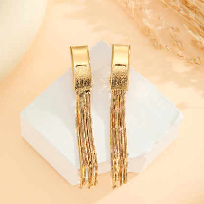 2pcs Fashionable Modern  Thin Chain Earrings, Gold Bead Tassel Earrings, Suitable For Women's Daily Party Wear, Birthday Gifts