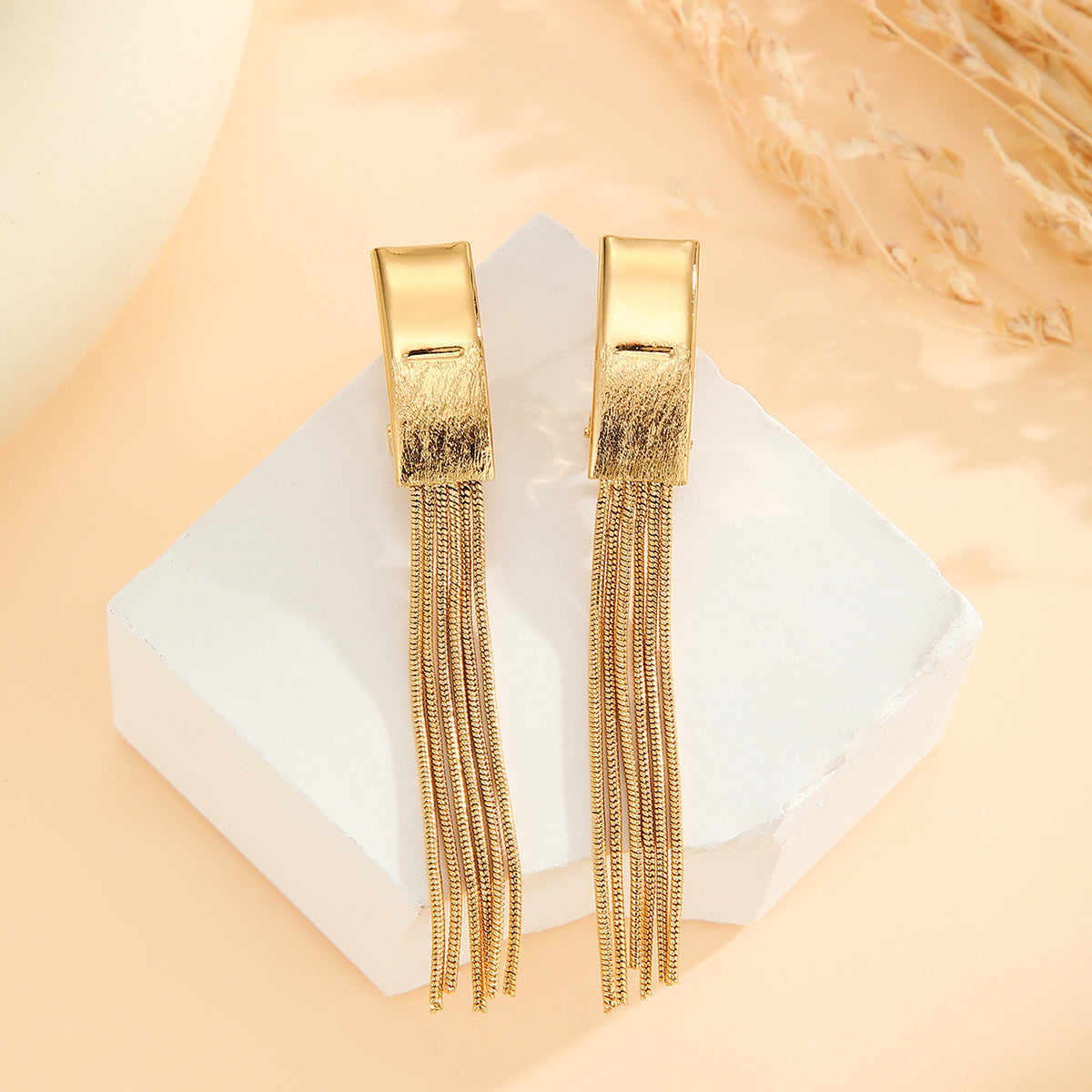 2pcs Fashionable Modern  Thin Chain Earrings, Gold Bead Tassel Earrings, Suitable For Women's Daily Party Wear, Birthday Gifts