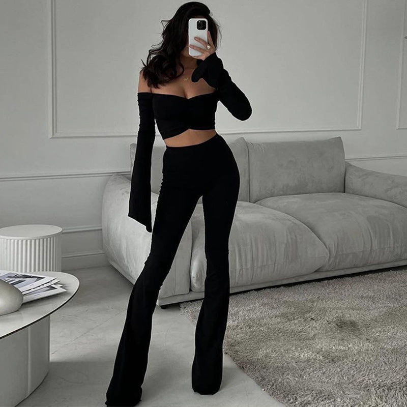 Women's Off-shoulder Long Sleeve Slim Fit Fashion Suit