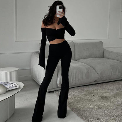 Women's Off-shoulder Long Sleeve Slim Fit Fashion Suit