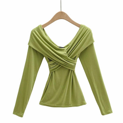 Explosive sexy cross strapless slim T-shirt women