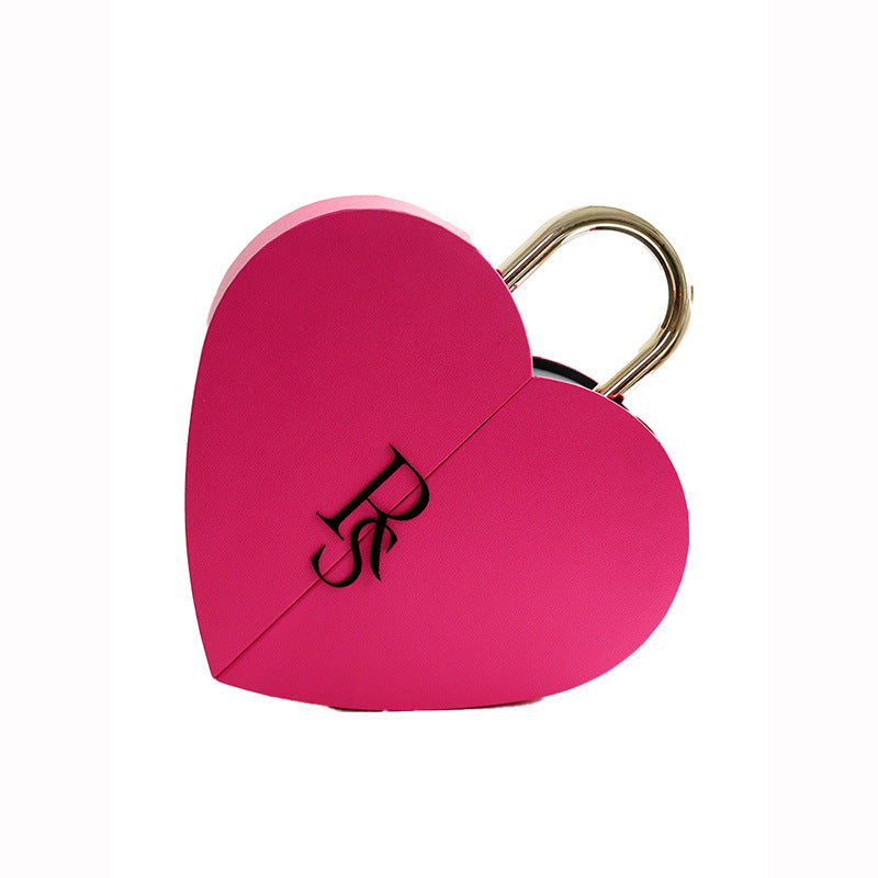 Flower Color Material Valentine's Day Lock Cylinder Gift Box Flower Love Box Heart-shaped Metal Portable