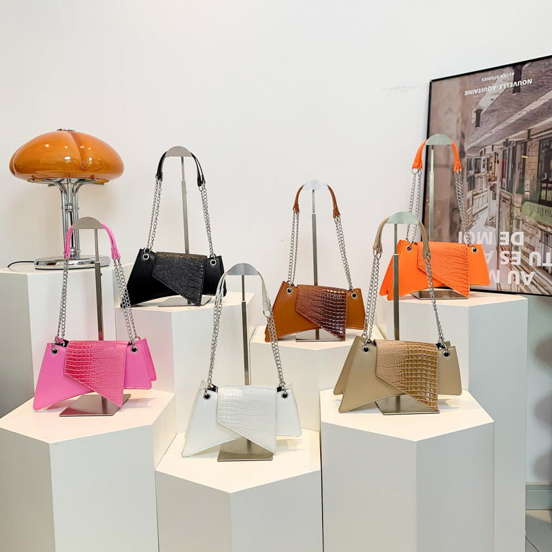 Stone Pattern Patent Leather Glossy New Square Pouch Women