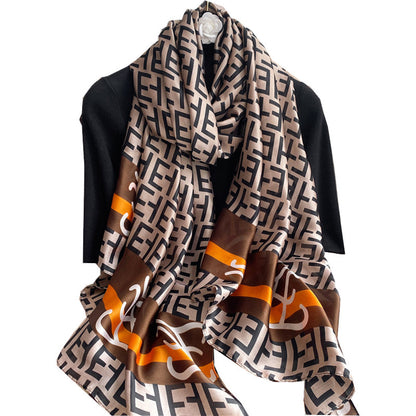 New Silk Satin Thin Shawl Tide Brand Beach Towel