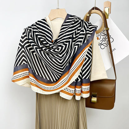 Cotton And Linen Scarf Thin And Silky Shawl Travel Sun-proof Beach Towel For Women