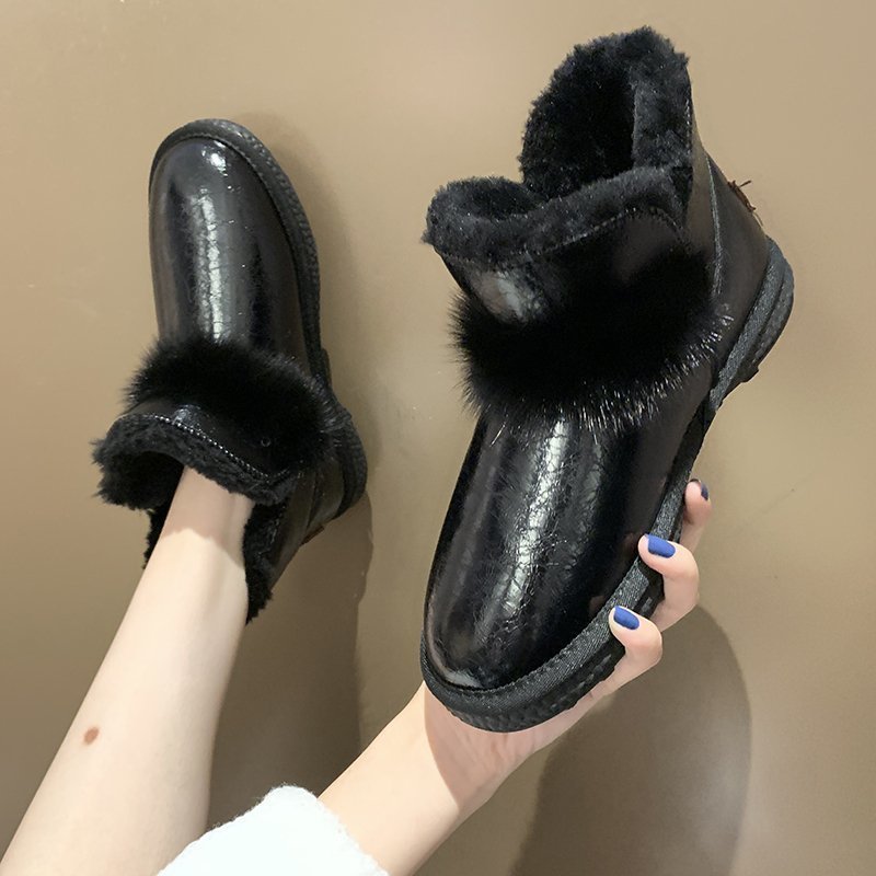 Flat-Bottomed Fashion Plus Velvet Warm Student Cotton Shoes