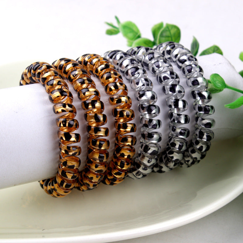 Plastic Leopard Print Phone Line Hair Ring Hair Rope