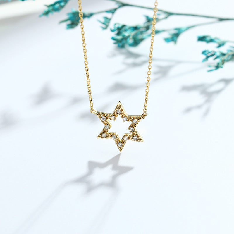 Jewelry Hexagon Star Necklace Clavicle Chain
