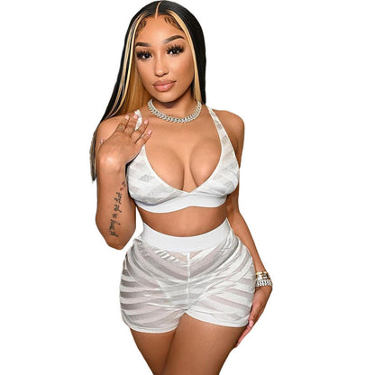 Hollow-cut Low-cut Corset High Waist Pack Hip Shorts Suit