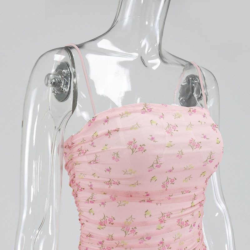 Women's New Floral Tube Top Halter Slim Suspender Skirt Dress