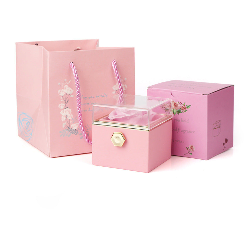 Rotating Soap Rose Jewelry Packing Box Necklace Gift Set