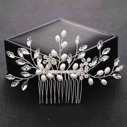 Handmade Pearl Crystal Hair Comb Simple Accessories
