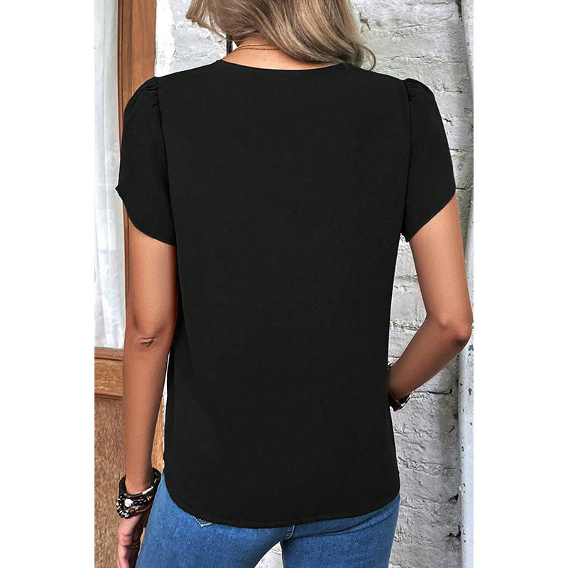 New Solid Color Pullover T-shirt Women