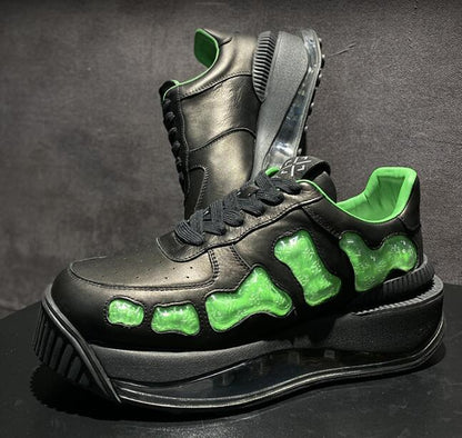 Men's Leather Breathable Casual White Platform Shoes