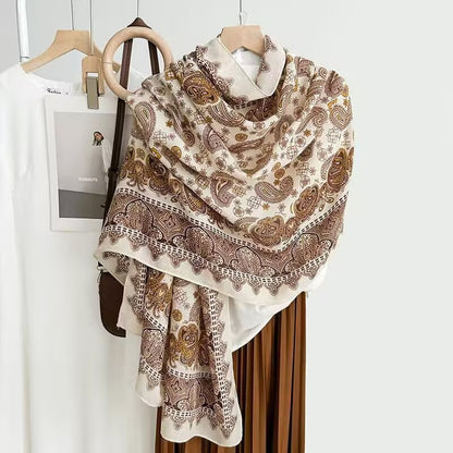 Cotton And Linen Scarf Thin And Silky Shawl Travel Sun-proof Beach Towel For Women