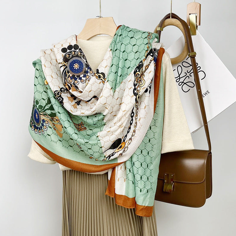 Cotton And Linen Scarf Thin And Silky Shawl Travel Sun-proof Beach Towel For Women