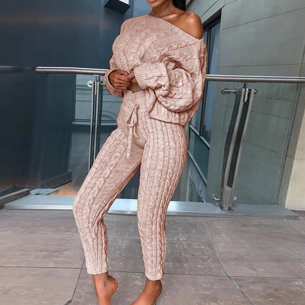 Fashion Women's Solid Color Sweater Suit