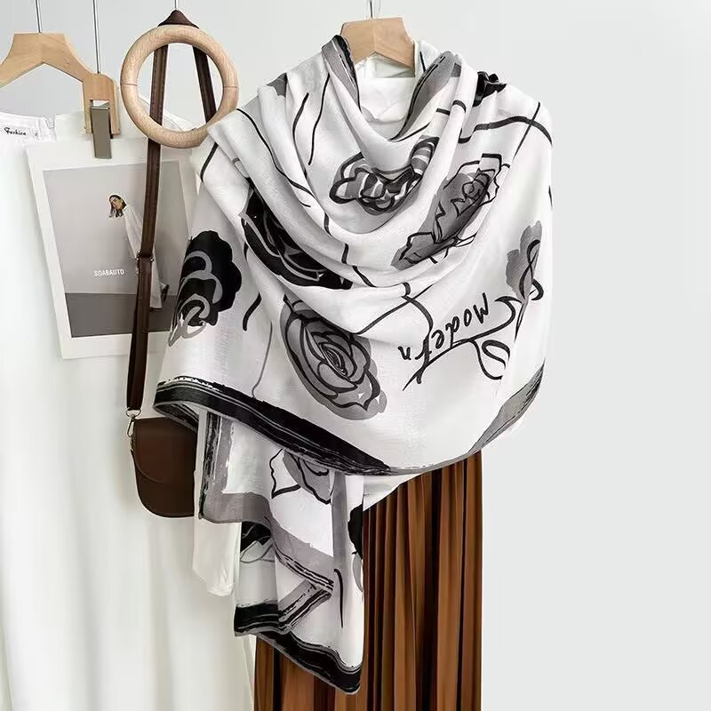 Cotton And Linen Scarf Thin And Silky Shawl Travel Sun-proof Beach Towel For Women