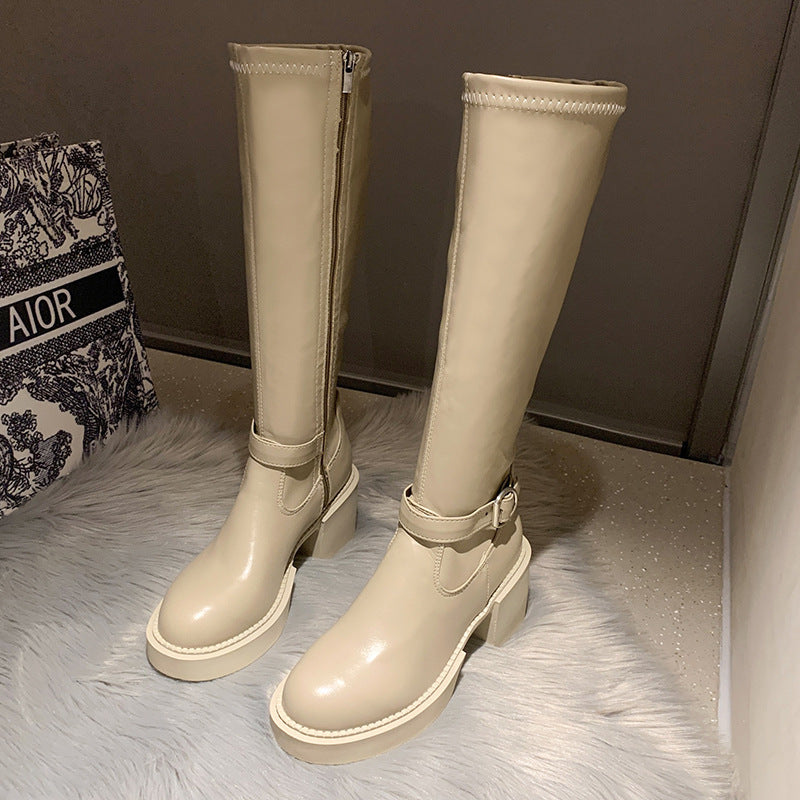 Women's Thick Heel But Knee Boots Martin Boots